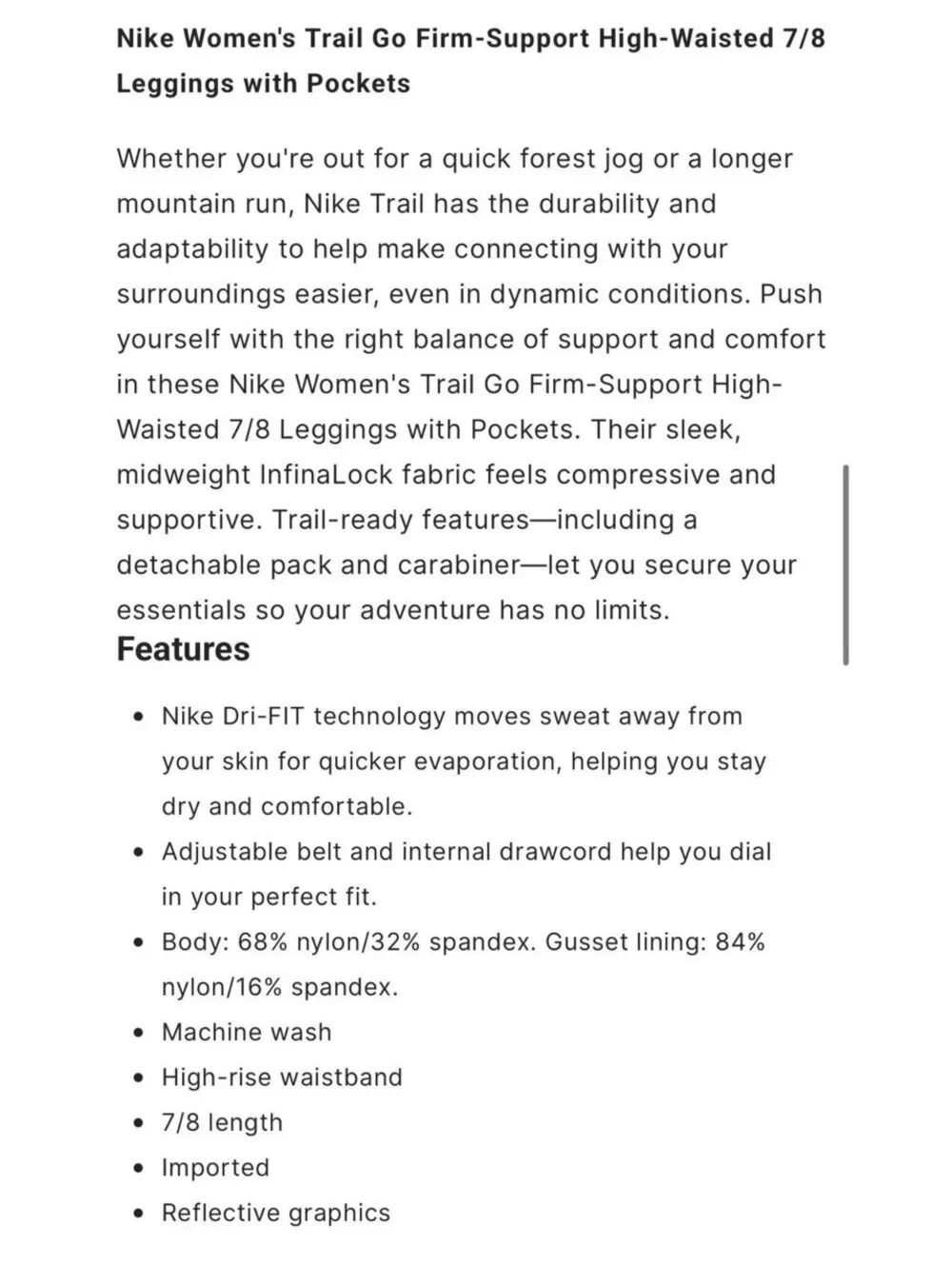 Nike Women's Trail Go Firm-Support High-Waisted 7/8 Leggings with Pockets